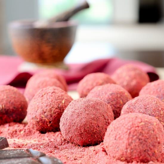 Strawberry-chocolate truffles