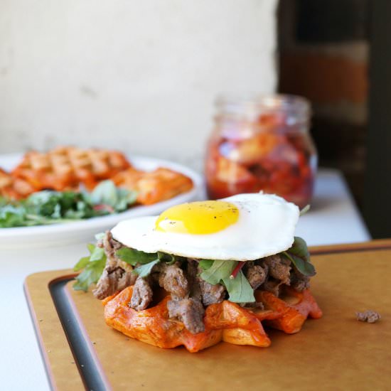 Bulgogi Kimchi-jeon Waffle Sandwich