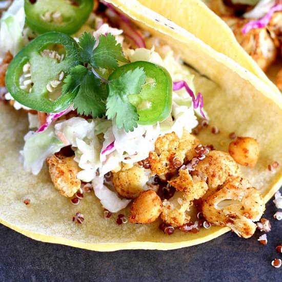 BBQ Cauliflower and Chickpea Tacos