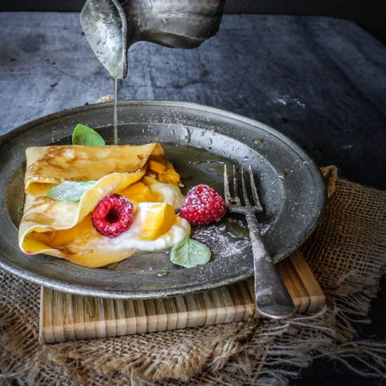Coconut Crepes with Yogurt