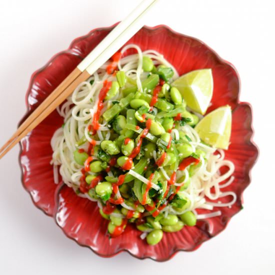 Green Veggie Rice Noodle Bowl