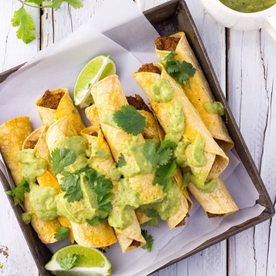 Baked Taquitos with Black Beans