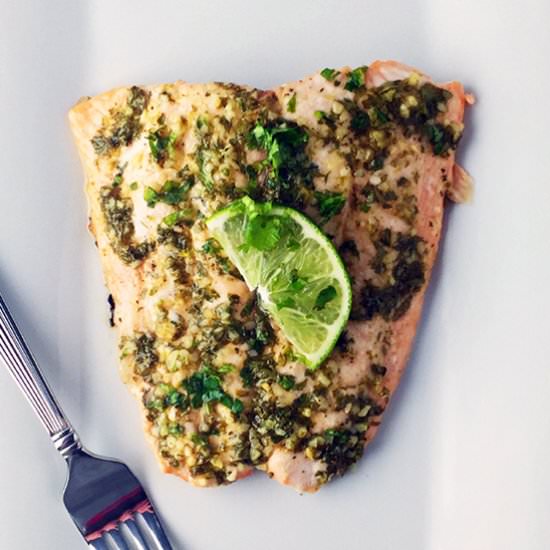 Baked Salmon with Cilantro and Lime