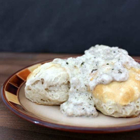 Sausage Gravy and Biscuits