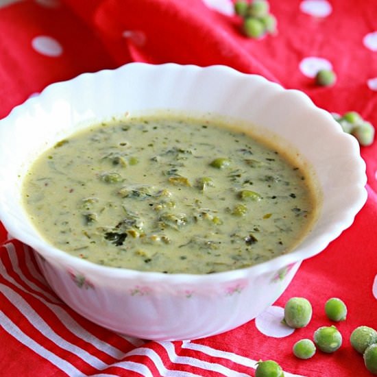 Greens And Peas In A Creamy Sauce
