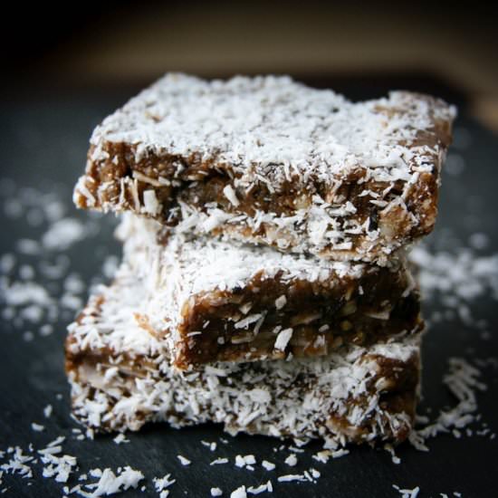 Agen Prune, Walnut and Coconut Bars