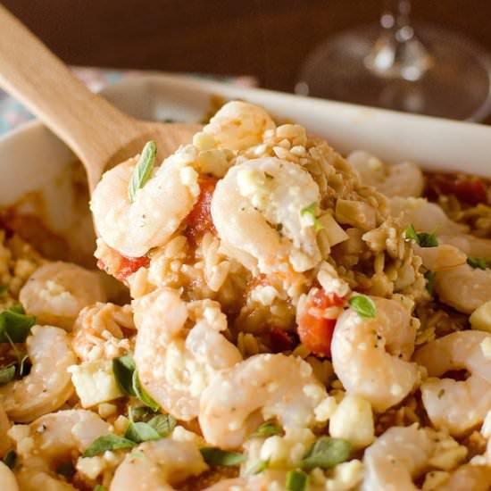 Shrimp & Feta Orzo Bake