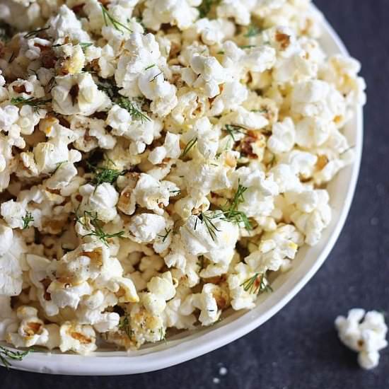 Dill Parmesan Garlic Popcorn