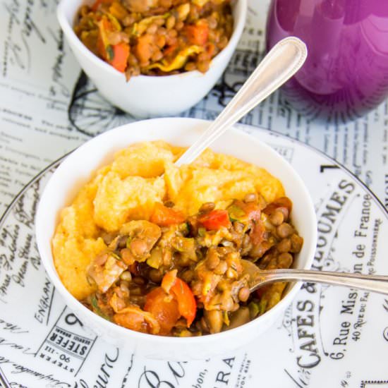 Gingerbeer Polenta + Smoky Lentils