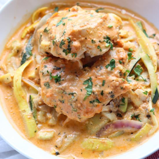 Baked Cod in Creamy Pepper Sauce