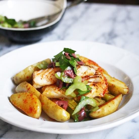Seared Hake with Leeks and Potatoes