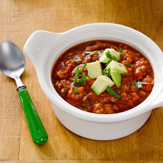 Cauliflower chicken chili