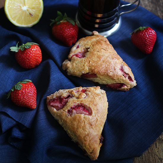 Strawberry Scones with Lemon Glaze