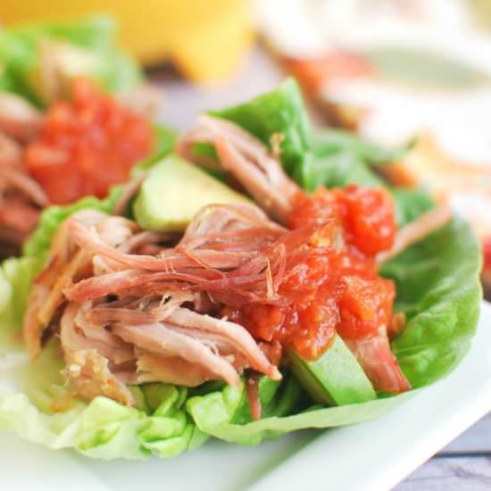 Slow Cooker Carnitas Lettuce Wraps