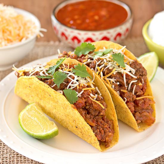 Sloppy Tacos with Lime Yogurt Sauce