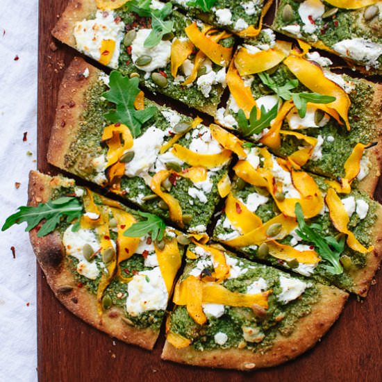 Butternut Ribbon Pesto Pizza