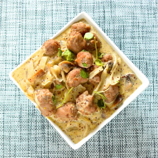 Mustardy Sausage and Mushrooms
