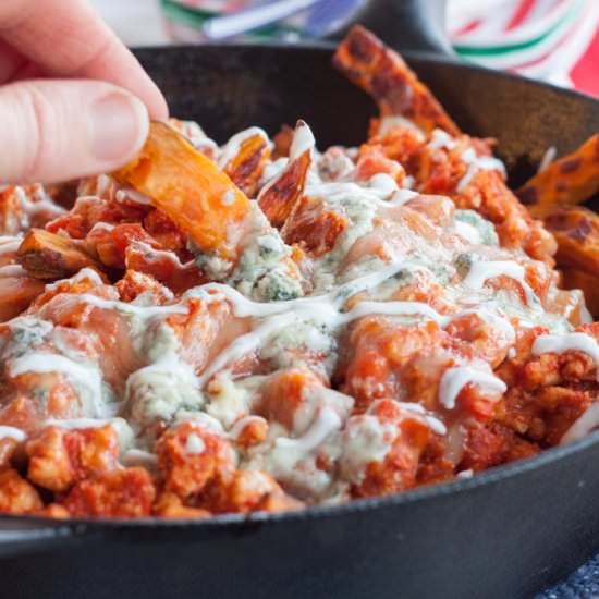 Buffalo Chicken Sweet Potato Fries