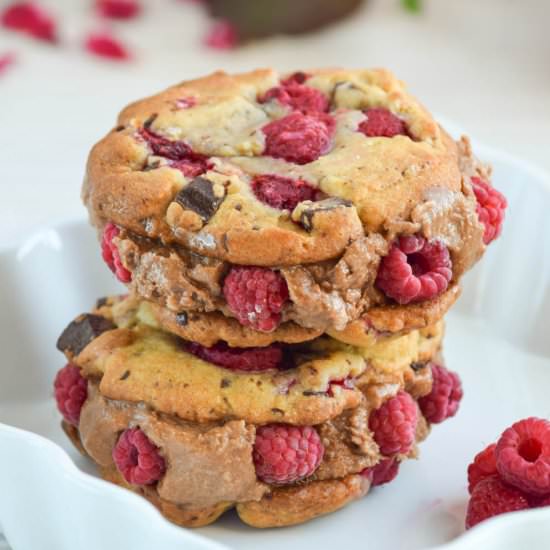 Raspberry Cookie Ice Cream Sandwich