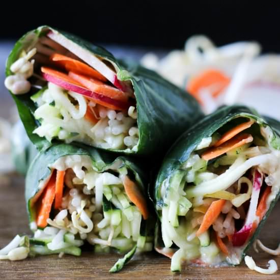 Spiralized Zucchini Collard Wrap