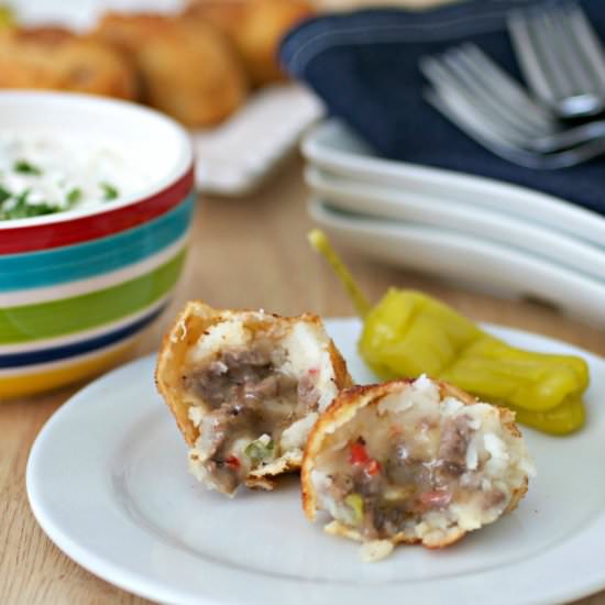 Cheesesteak Football Croquettes