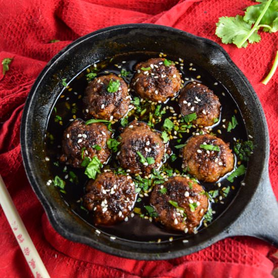 Vegan Teriyaki Meatballs