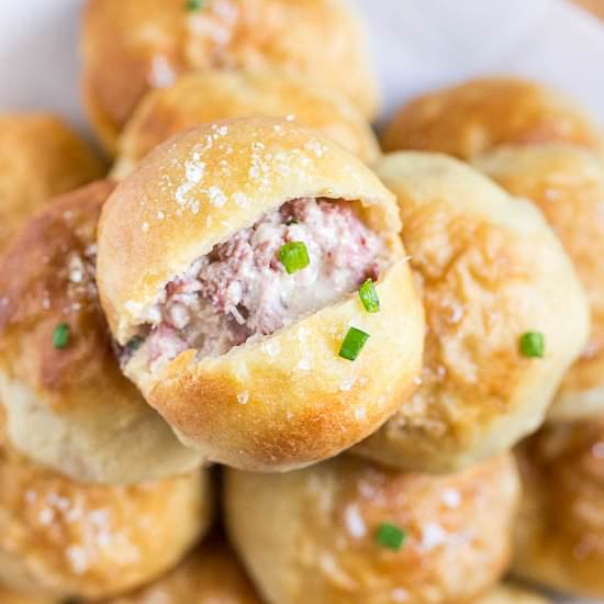 Reuben Stuffed Pretzel Bombs