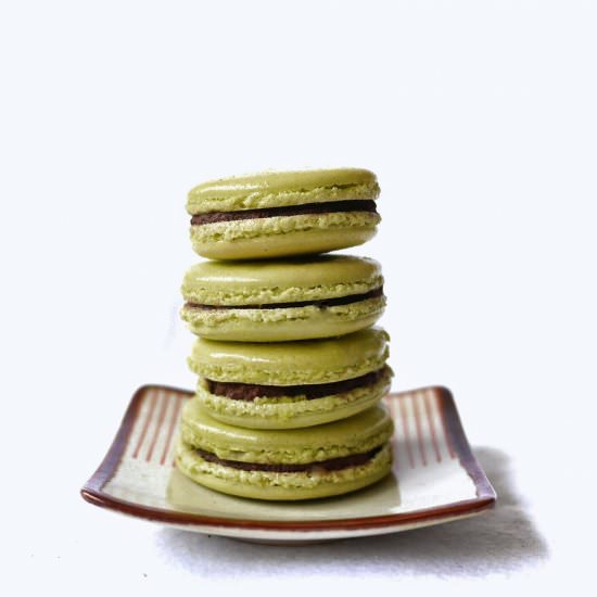Matcha Chocolate Macarons