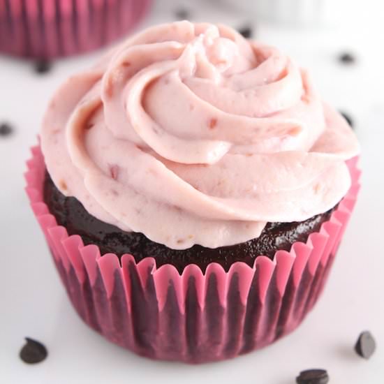 Dark Chocolate Raspberry Cupcakes