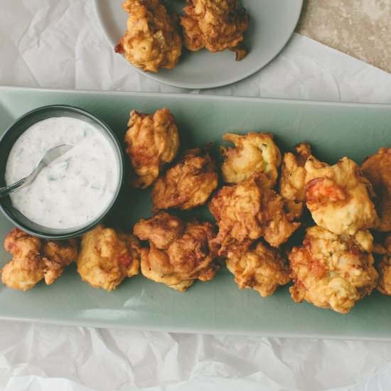 Shrimp Fritters with Tzatziki