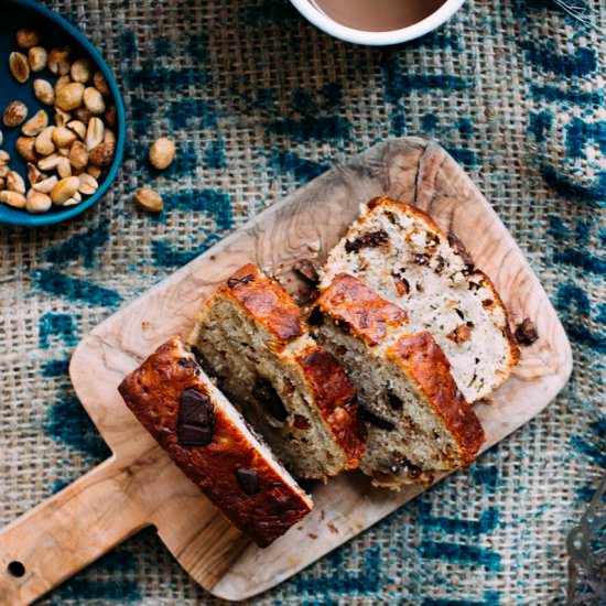 Peanut-Chocolate Chunk Banana Bread