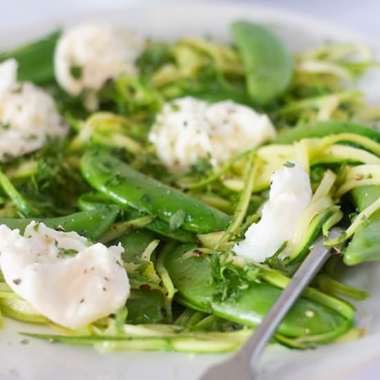 Zucchini Noodles, Peas & Bocconcini