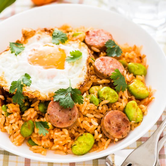 Tomato Fried Rice with Sausage