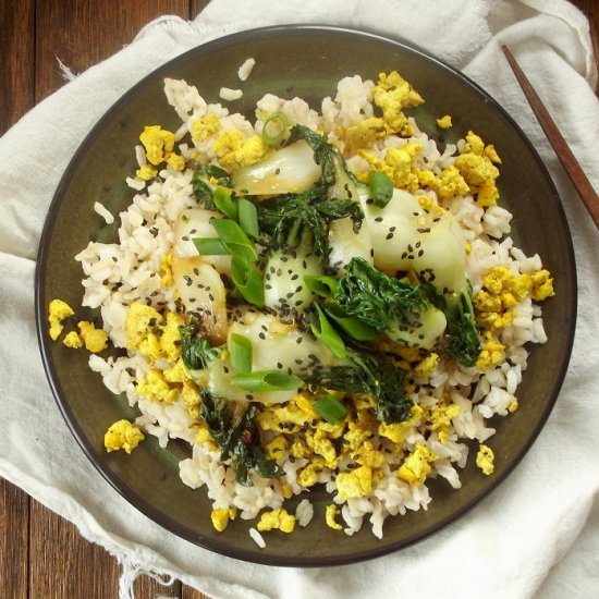 Baby Bok Choy With Tofu Scramble