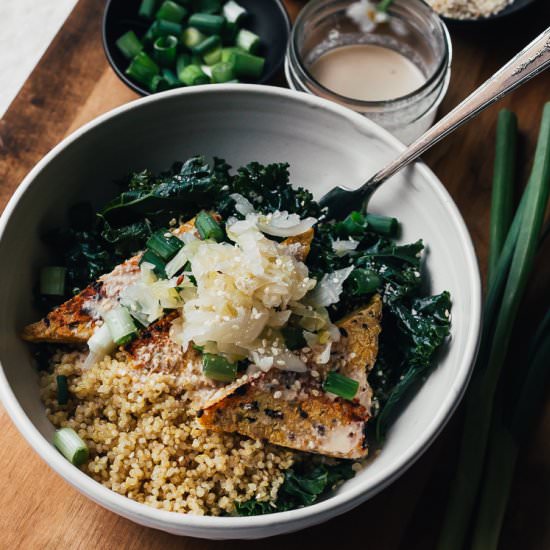 Sesame Kale Macro Bowl w/ Kraut