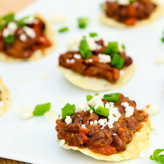 Mini Black Bean Tomato Tostadas