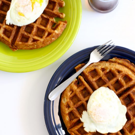 Sausage & Cheese Beer Waffles
