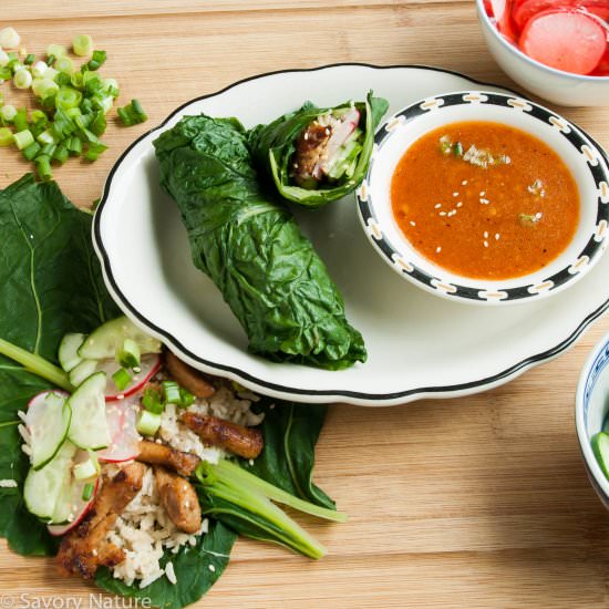 Korean Chicken Swiss Chard Wraps
