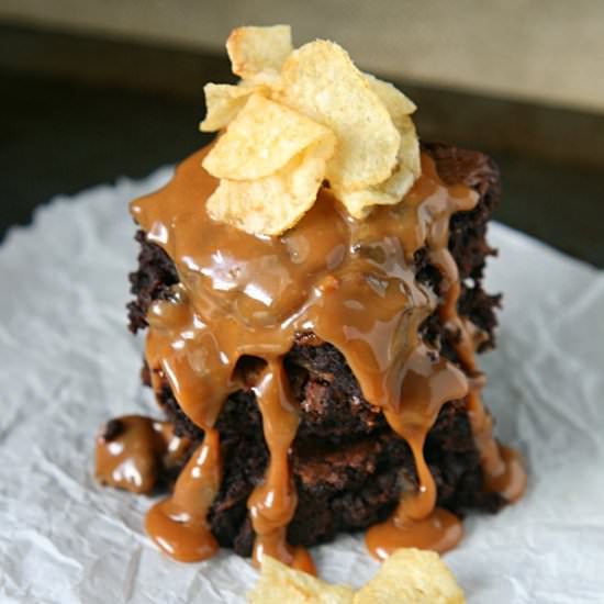 Caramel Potato Chip Brownies