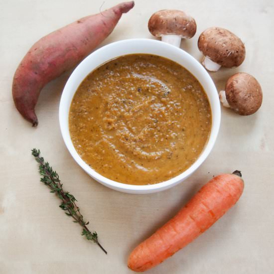 Carrot, Sweet Potato, & Mushroom Soup