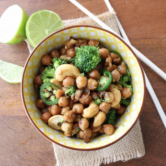 Kung Po Chickpeas with Broccoli