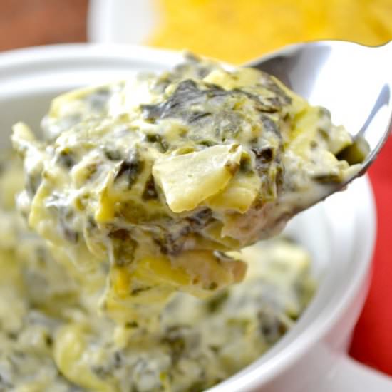 Extra Cheesy Spinach Artichoke Dip