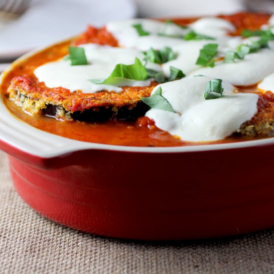 Quinoa Crusted Baked Eggplant Parm