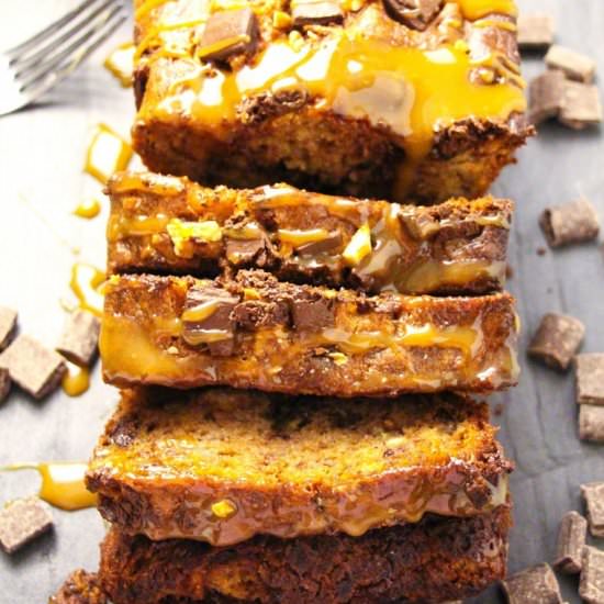 Chocolate Chunk Turtle Banana Bread