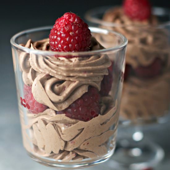 Cacao Mousse and Raspberry Parfaits