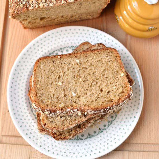 No Knead Honey Oats Bread