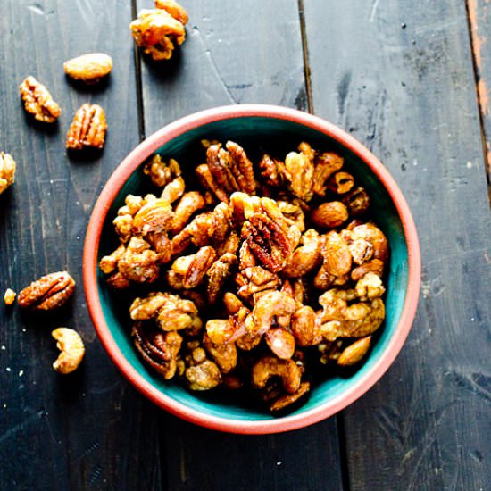 Spicy Rum and Rosemary Mixed Nuts
