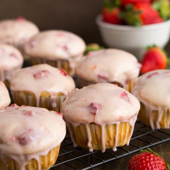 Glazed Strawberry Muffins