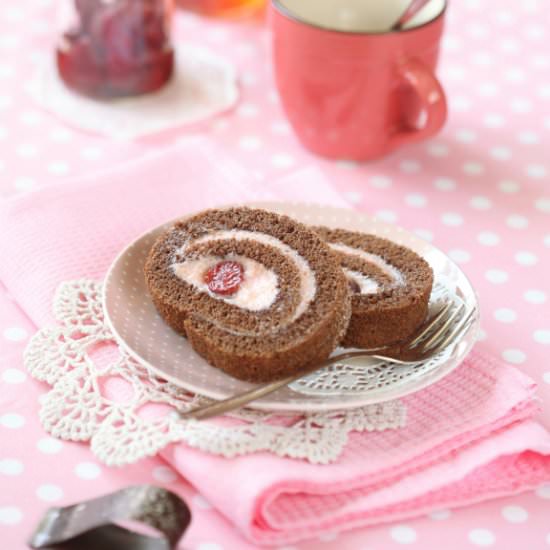 Chocolate Strawberry Swiss Roll