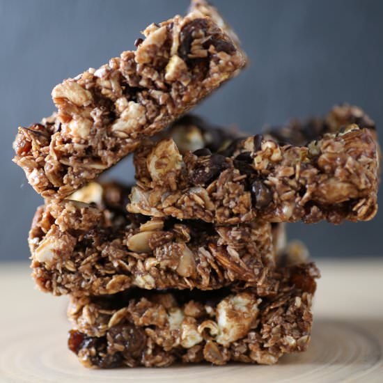 Popcorn and Choclate Breakfast bars